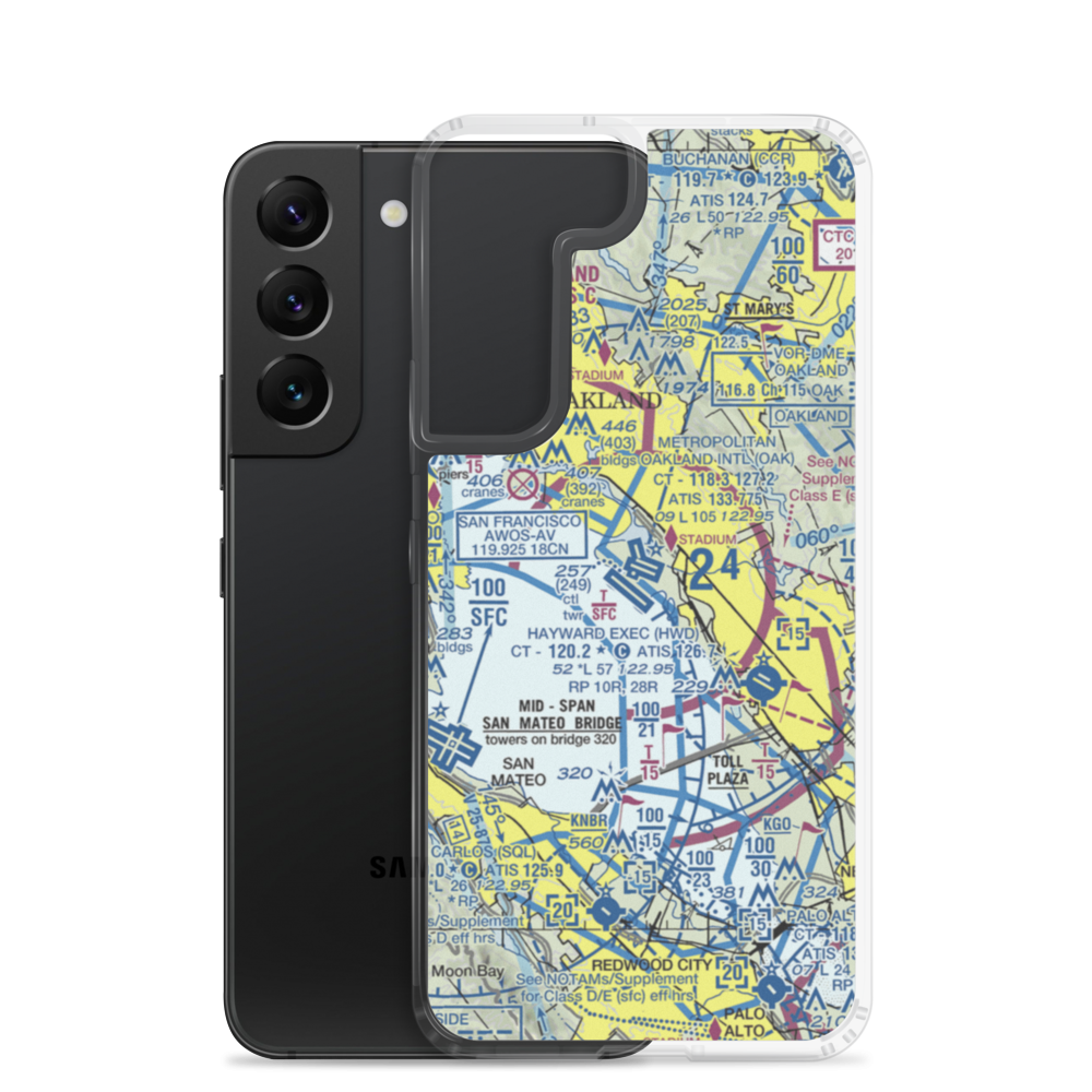 Metropolitan Oakland International Airport (OAK) VFR Sectional Samsung Case Samsung Galaxy S22 model shown