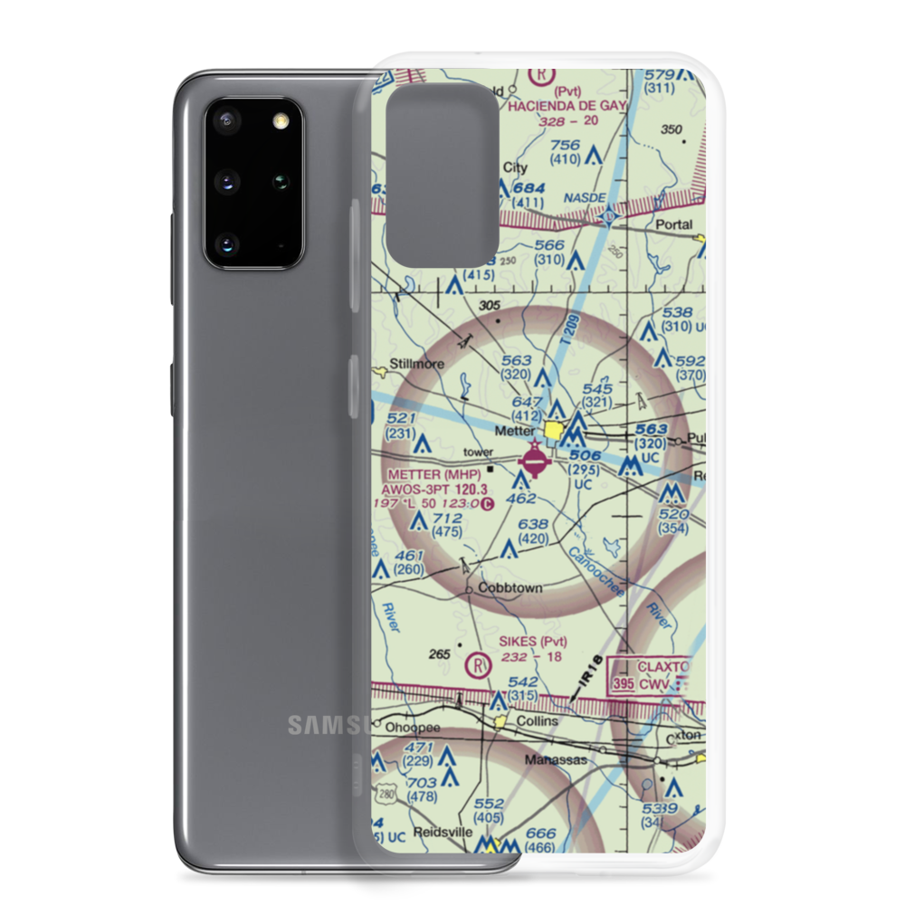 Metter Municipal Airport (MHP) VFR Sectional Samsung Case Samsung Galaxy S20 Plus model shown