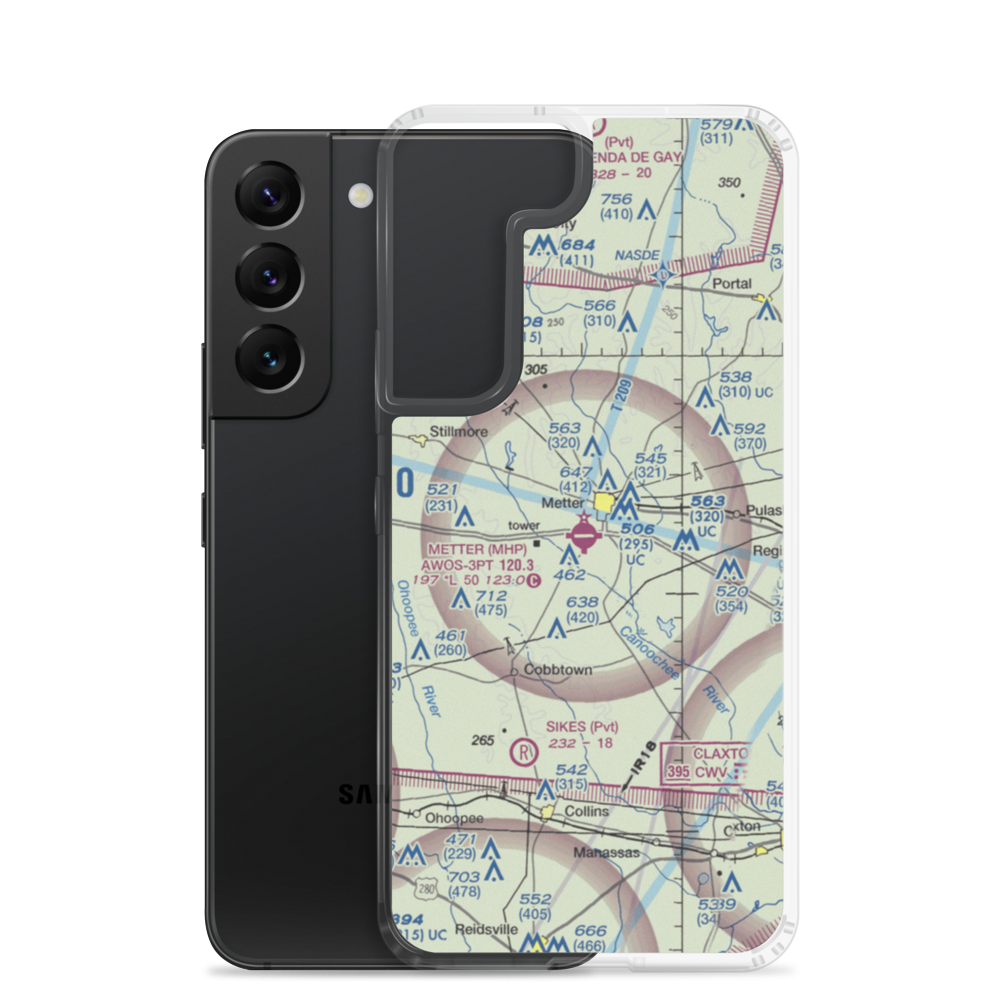 Metter Municipal Airport (MHP) VFR Sectional Samsung Case Samsung Galaxy S22 model shown