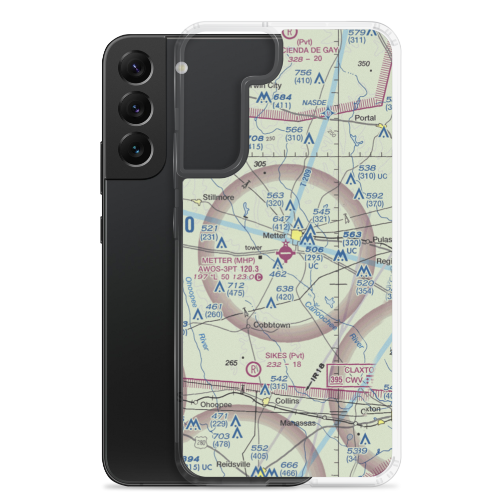 Metter Municipal Airport (MHP) VFR Sectional Samsung Case Samsung Galaxy S22 Plus model shown