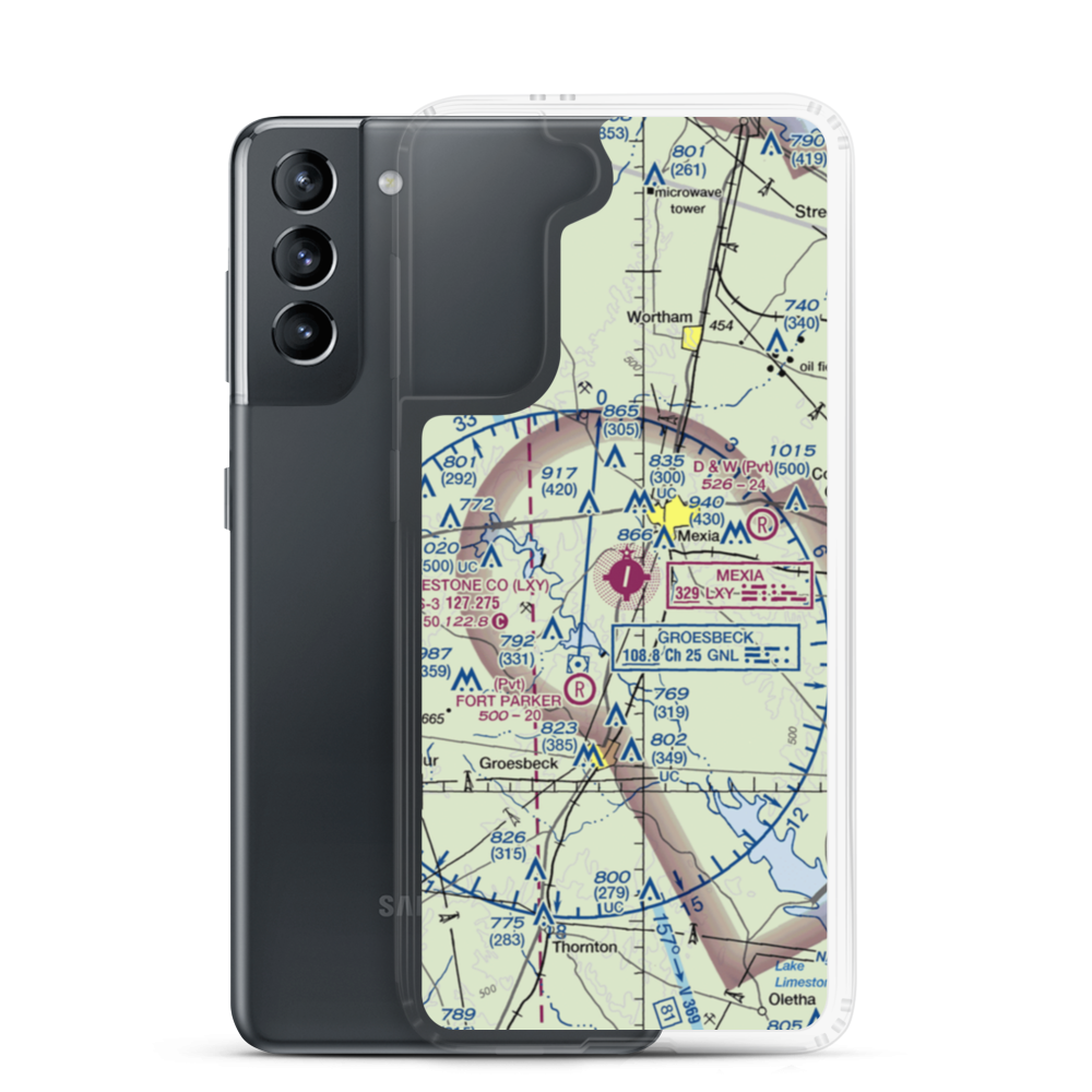 Mexia Limestone County Airport (LXY) VFR Sectional Samsung Case Samsung Galaxy S21 model shown