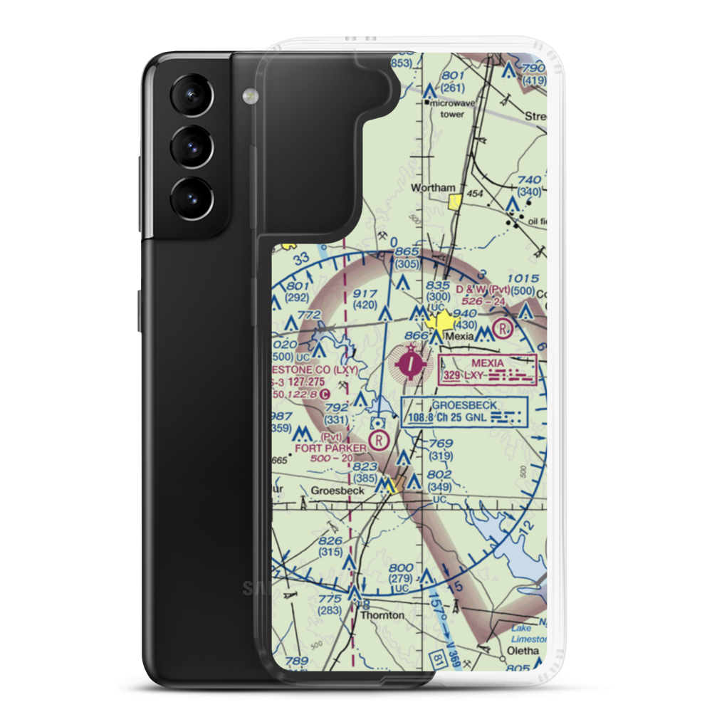 Mexia Limestone County Airport (LXY) VFR Sectional Samsung Case Samsung Galaxy S21 Plus model shown