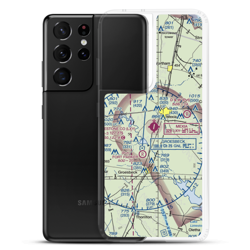 Mexia Limestone County Airport (LXY) VFR Sectional Samsung Case Samsung Galaxy S21 Ultra model shown