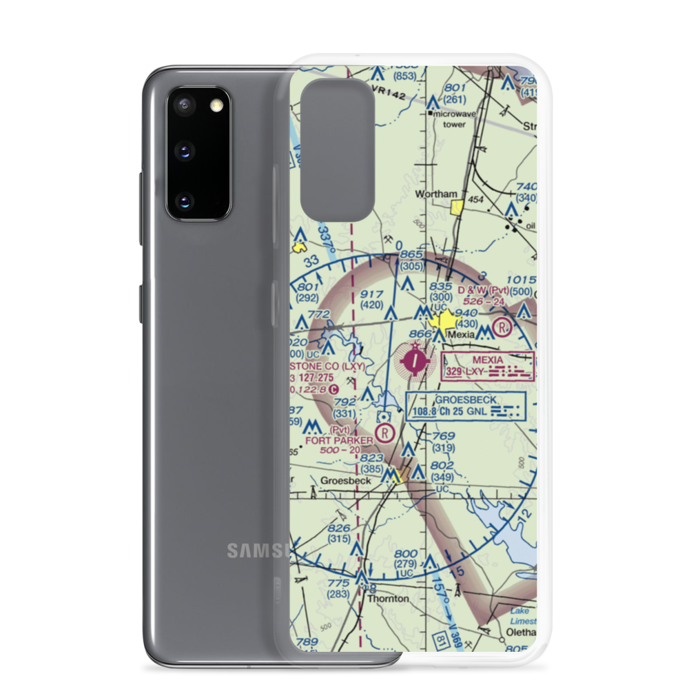 Mexia Limestone County Airport (LXY) VFR Sectional Samsung Case Samsung Galaxy S20 model shown