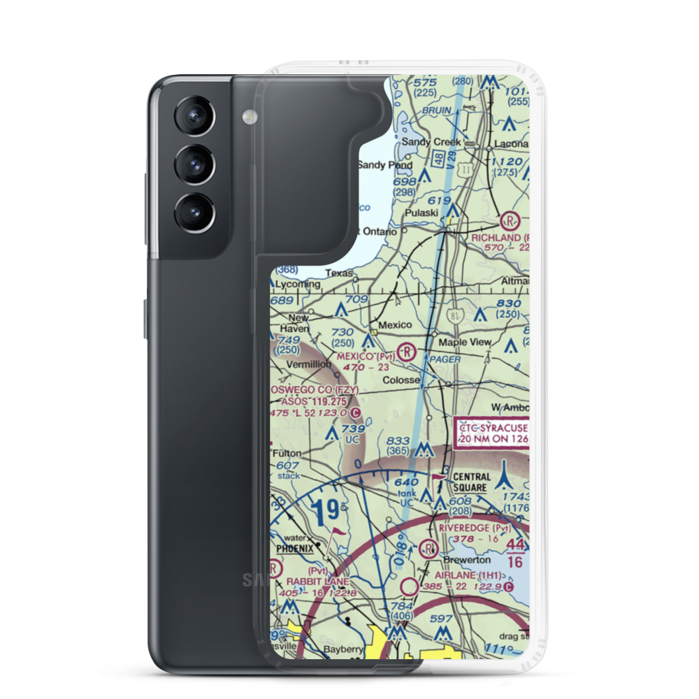 Mexico Airdrome Airport (NY96) VFR Sectional Samsung Case Samsung Galaxy S21 model shown