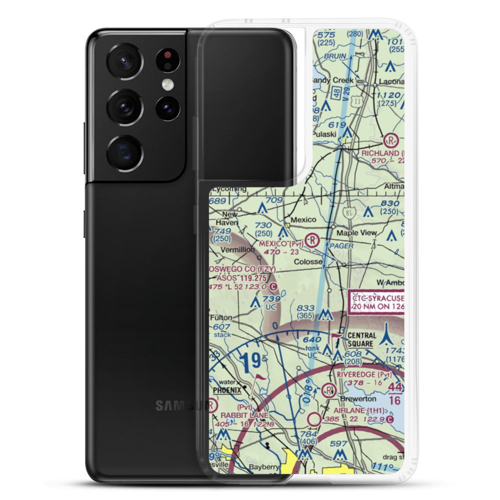 Mexico Airdrome Airport (NY96) VFR Sectional Samsung Case Samsung Galaxy S21 Ultra model shown