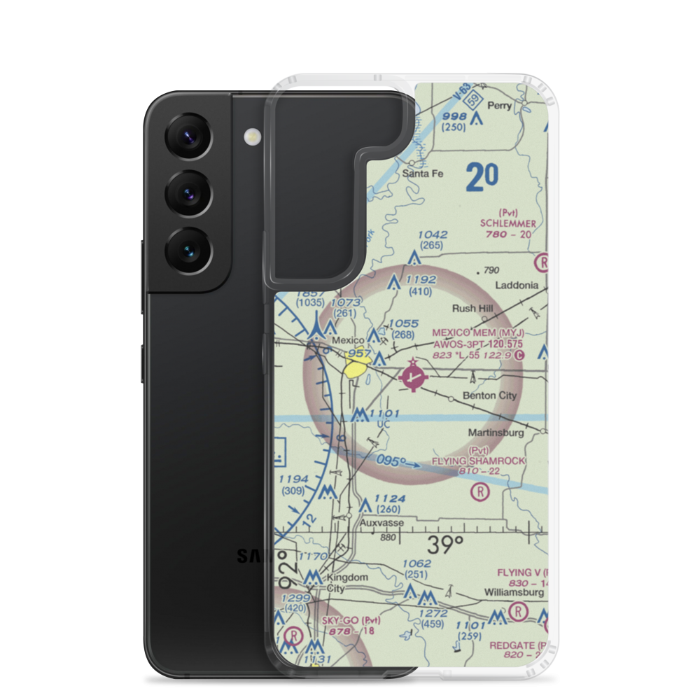 Mexico Memorial Airport (MYJ) VFR Sectional Samsung Case Samsung Galaxy S22 model shown