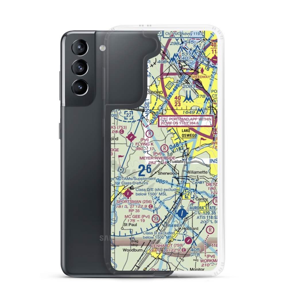 Meyer Riverside Airpark (OG34) VFR Sectional Samsung Case Samsung Galaxy S21 model shown