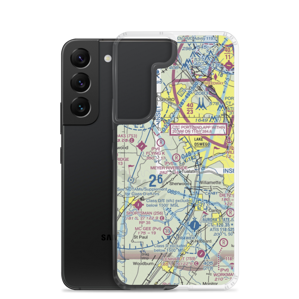 Meyer Riverside Airpark (OG34) VFR Sectional Samsung Case Samsung Galaxy S22 model shown