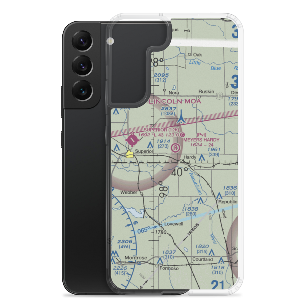 Meyers Freedom Flight Hardy Airport (85NE) VFR Sectional Samsung Case Samsung Galaxy S22 Plus model shown