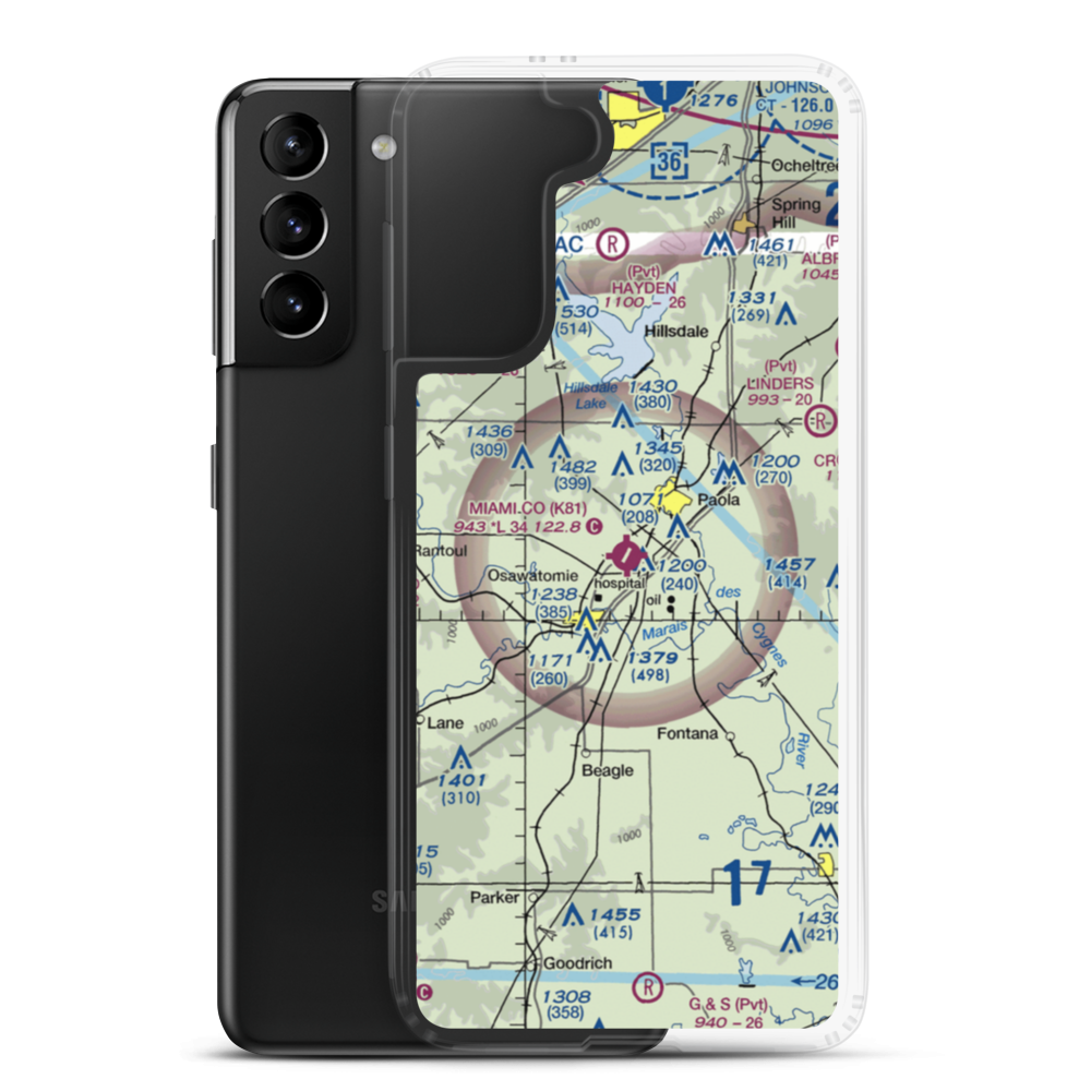 Miami County Airport (K81) VFR Sectional Samsung Case Samsung Galaxy S21 Plus model shown