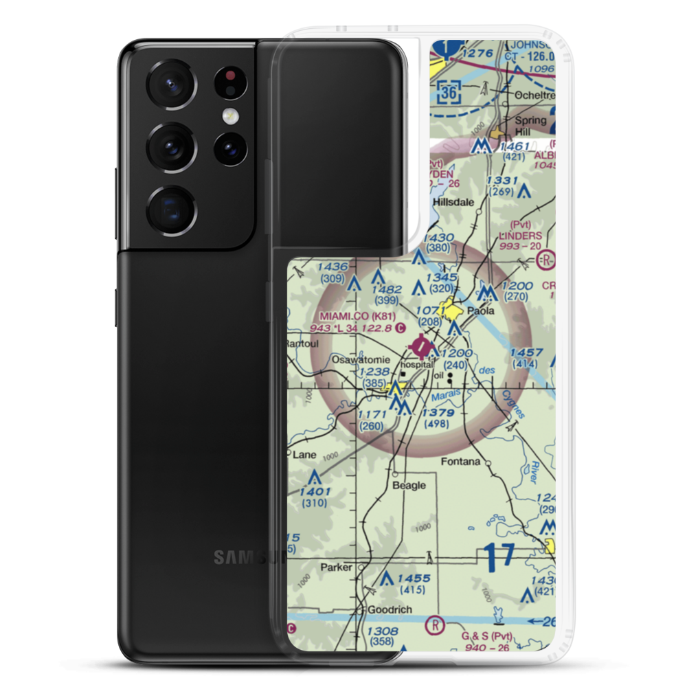 Miami County Airport (K81) VFR Sectional Samsung Case Samsung Galaxy S21 Ultra model shown
