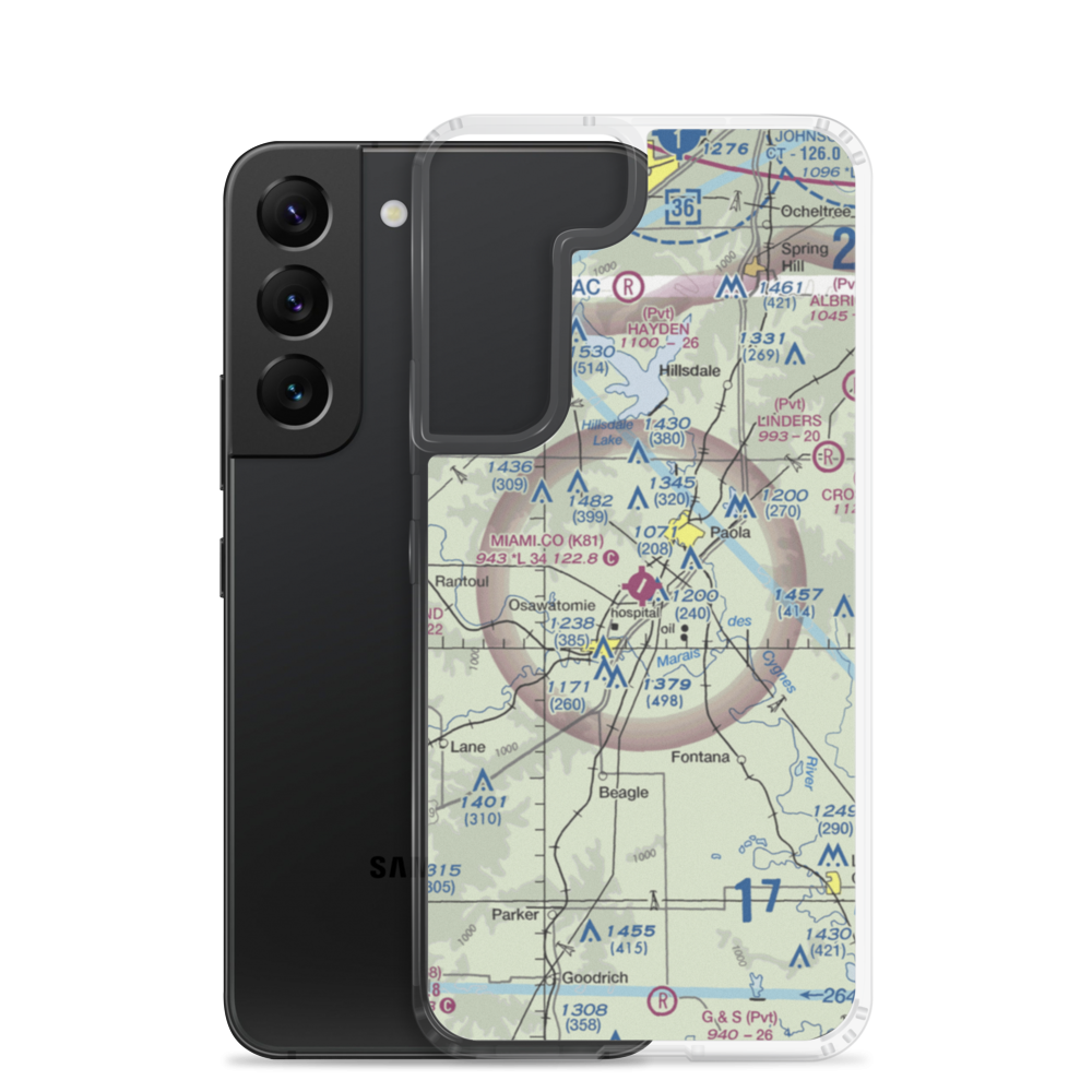 Miami County Airport (K81) VFR Sectional Samsung Case Samsung Galaxy S22 model shown