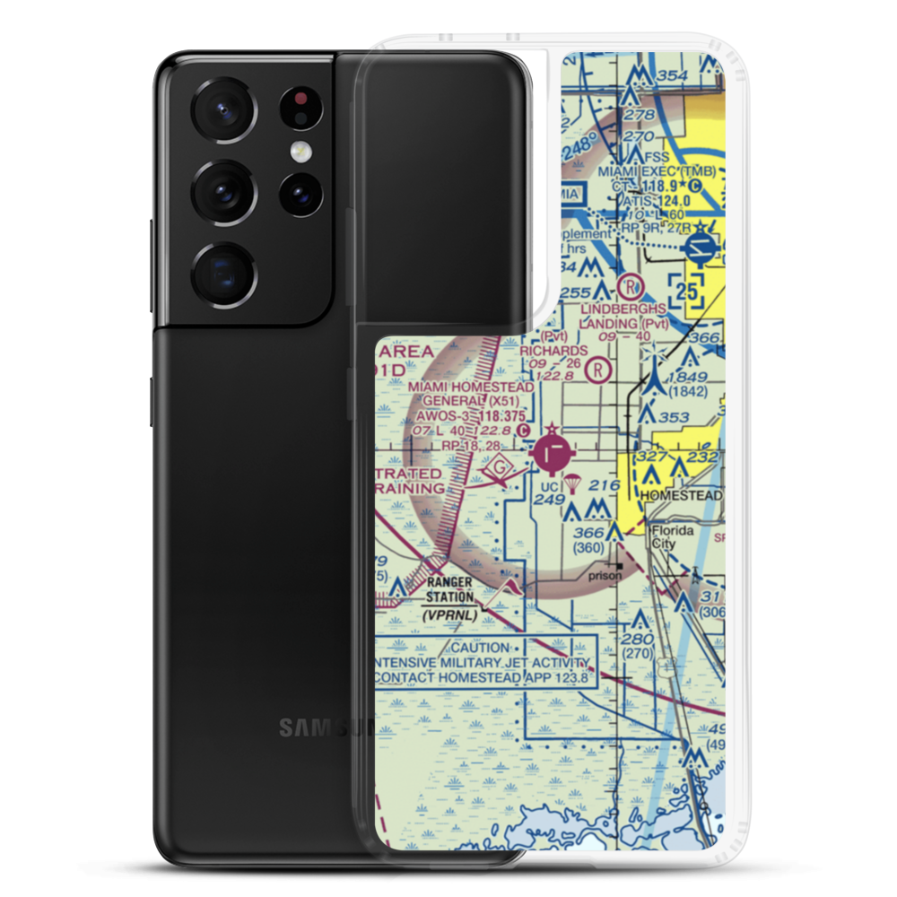 Miami Homestead General Aviation Airport (X51) VFR Sectional Samsung Case Samsung Galaxy S21 Ultra model shown