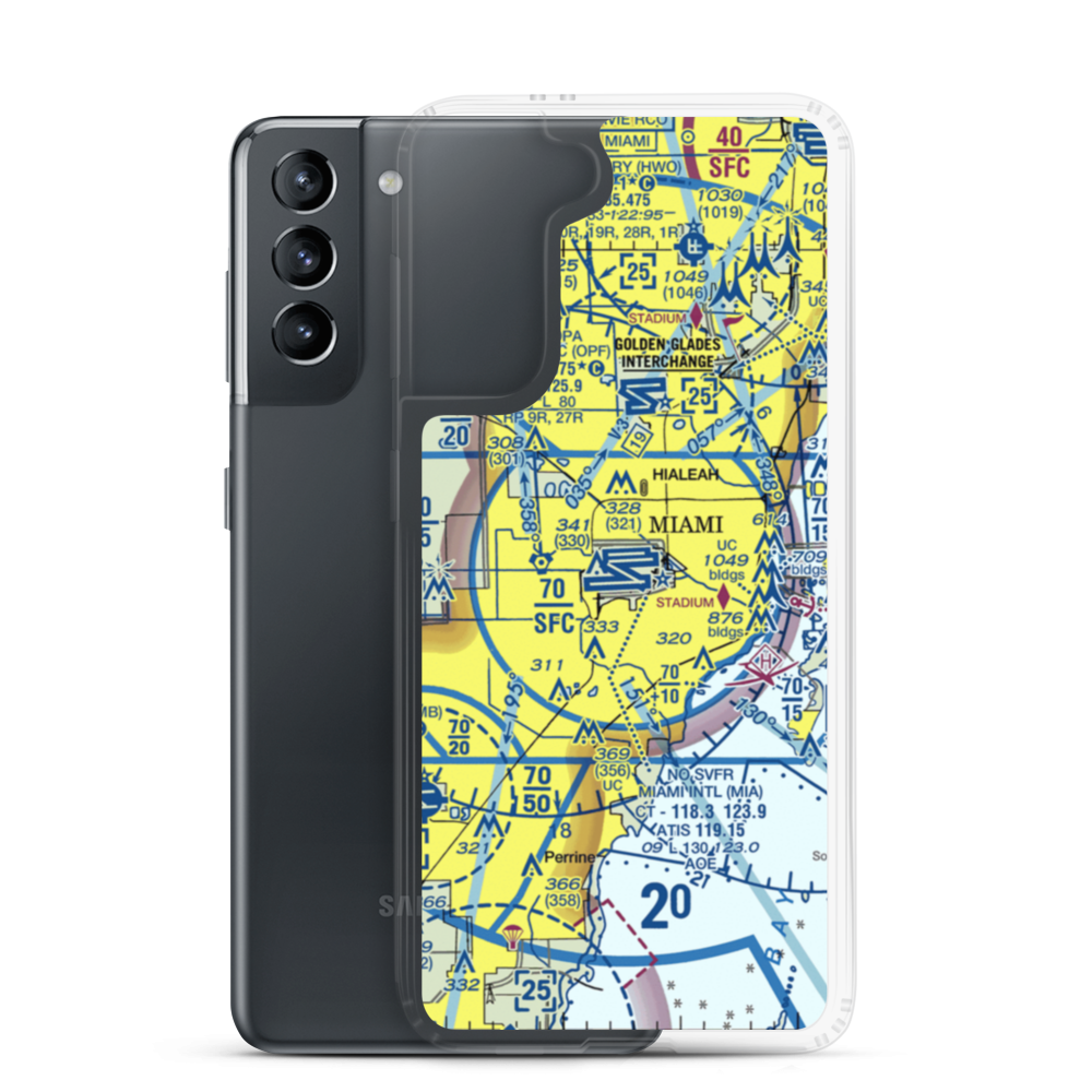 Miami International Airport (MIA) VFR Sectional Samsung Case Samsung Galaxy S21 model shown