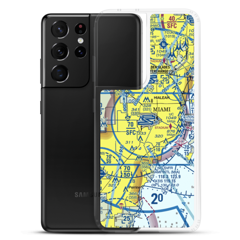 Miami International Airport (MIA) VFR Sectional Samsung Case Samsung Galaxy S21 Ultra model shown