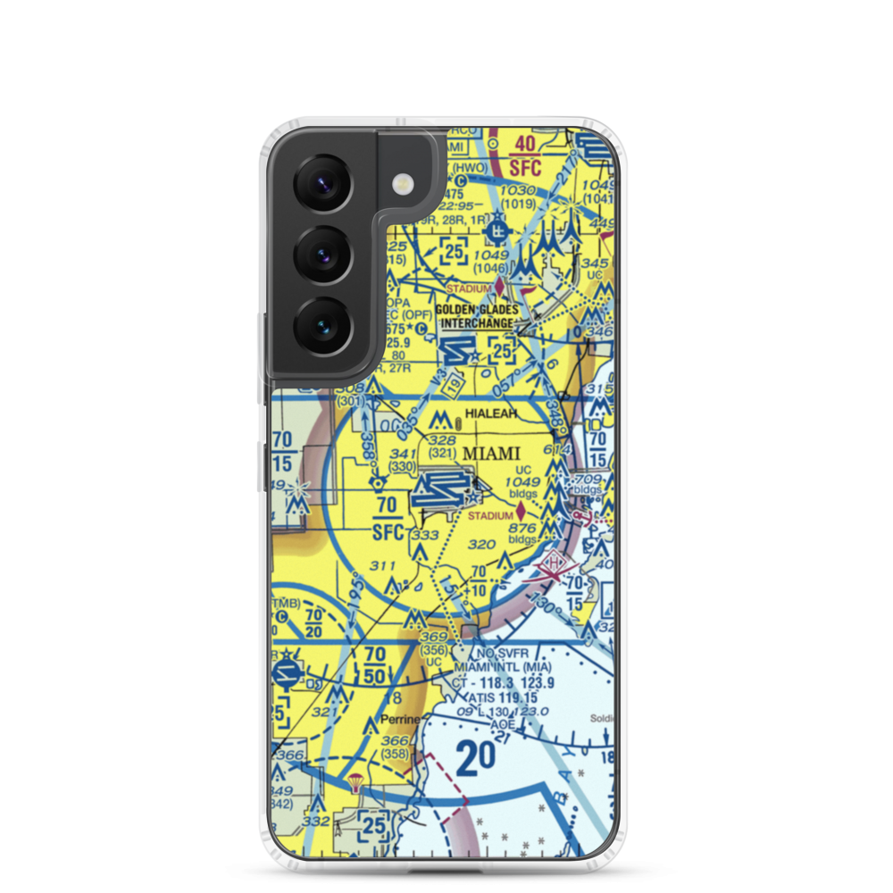 Miami International Airport (MIA) VFR Sectional Samsung Case Samsung Galaxy S22 model shown