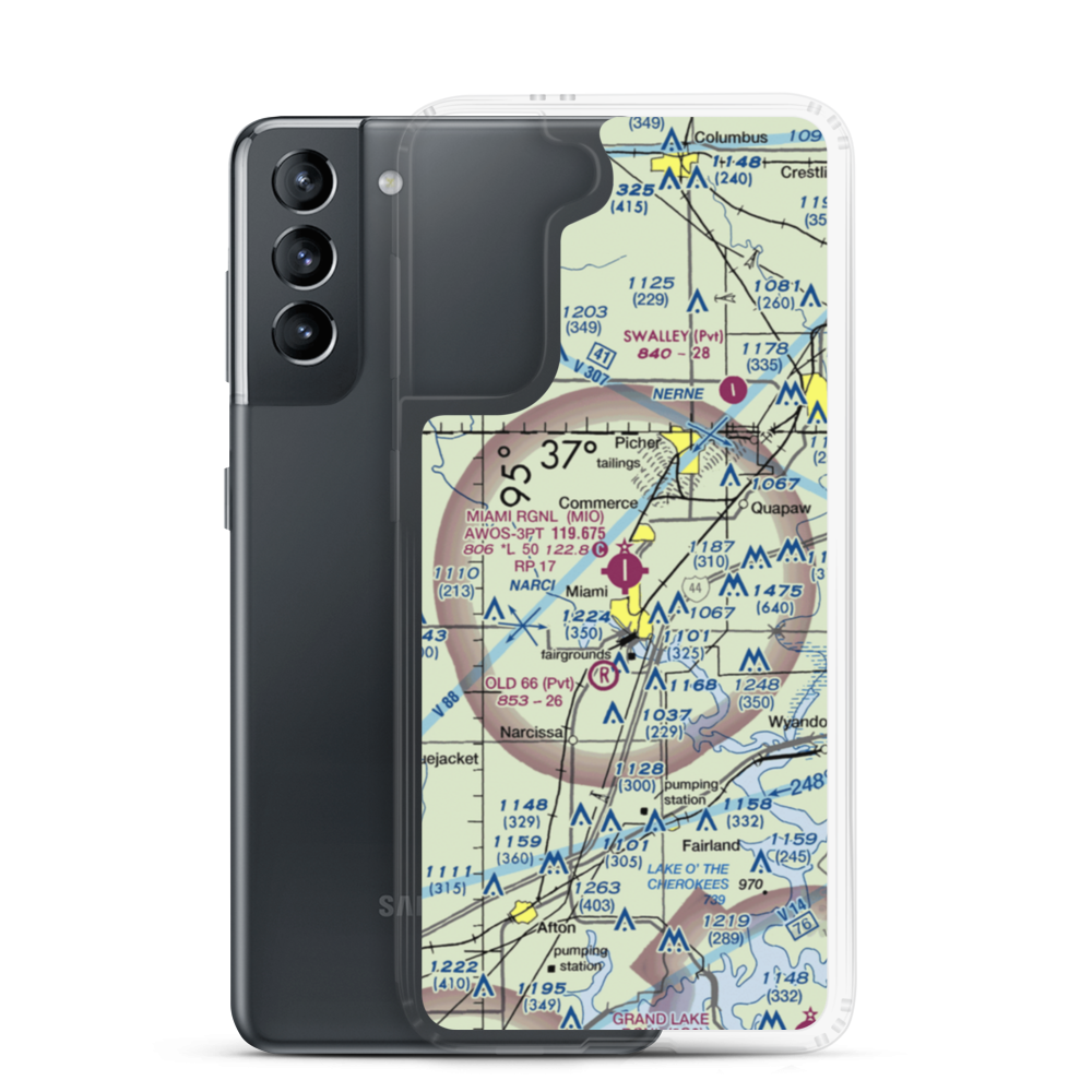 Miami Regional Airport (MIO) VFR Sectional Samsung Case Samsung Galaxy S21 model shown