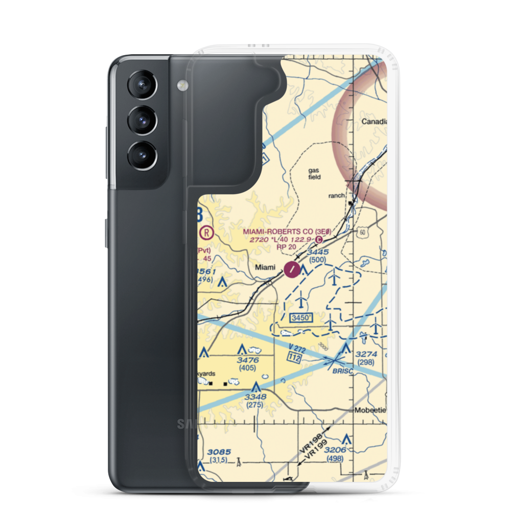 Miami Roberts County Airport (3E0) VFR Sectional Samsung Case Samsung Galaxy S21 model shown