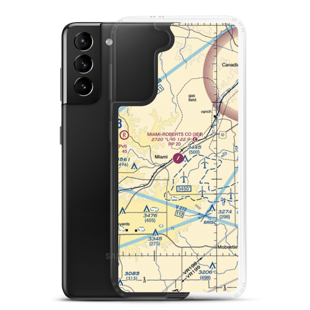 Miami Roberts County Airport (3E0) VFR Sectional Samsung Case Samsung Galaxy S21 Plus model shown