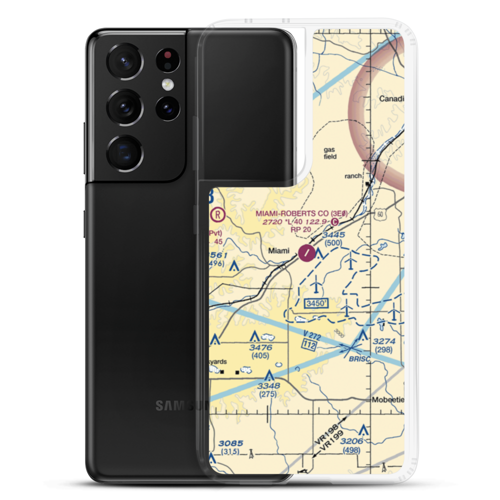 Miami Roberts County Airport (3E0) VFR Sectional Samsung Case Samsung Galaxy S21 Ultra model shown