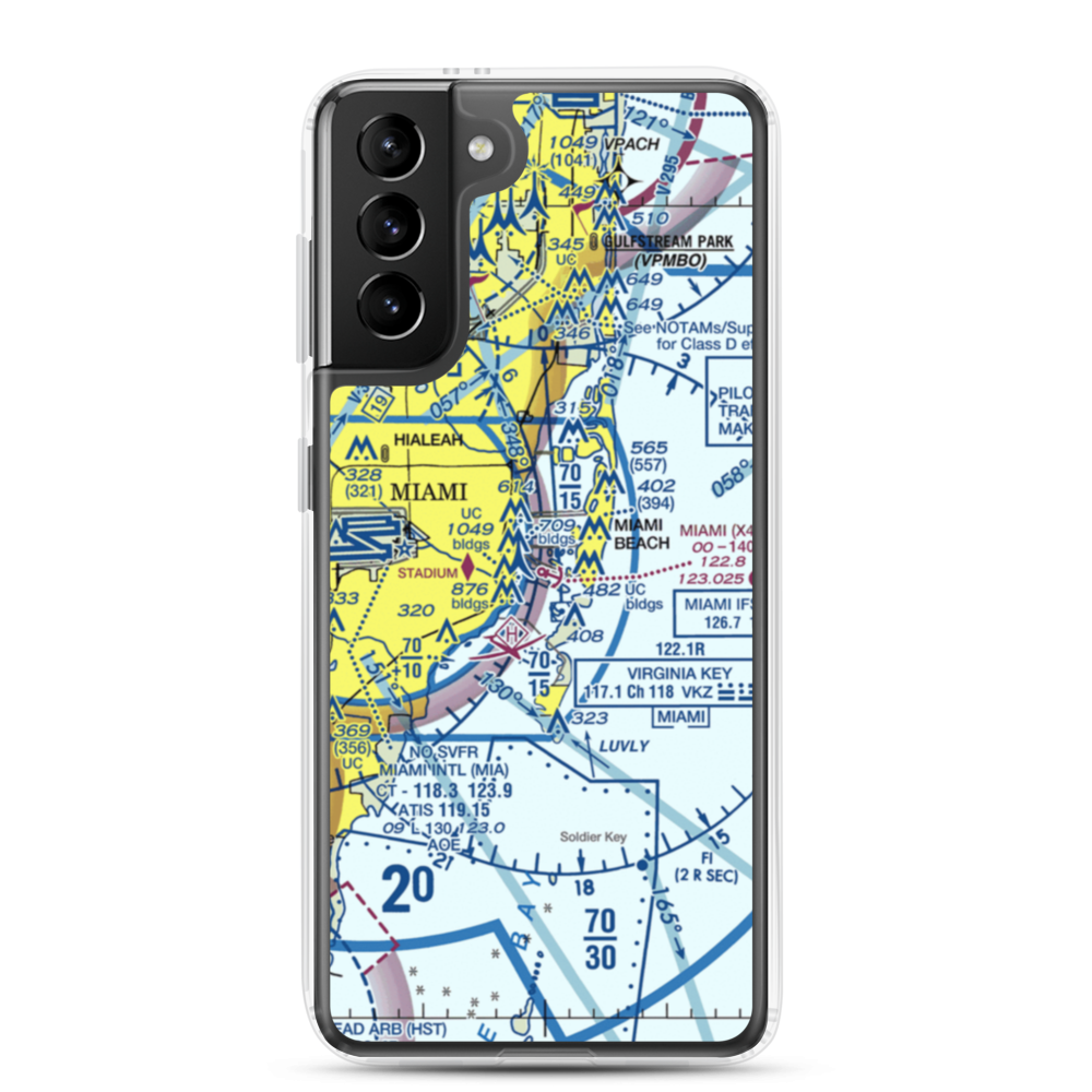 Miami Seaplane Base (X44) VFR Sectional Samsung Case Samsung Galaxy S21 Plus model shown