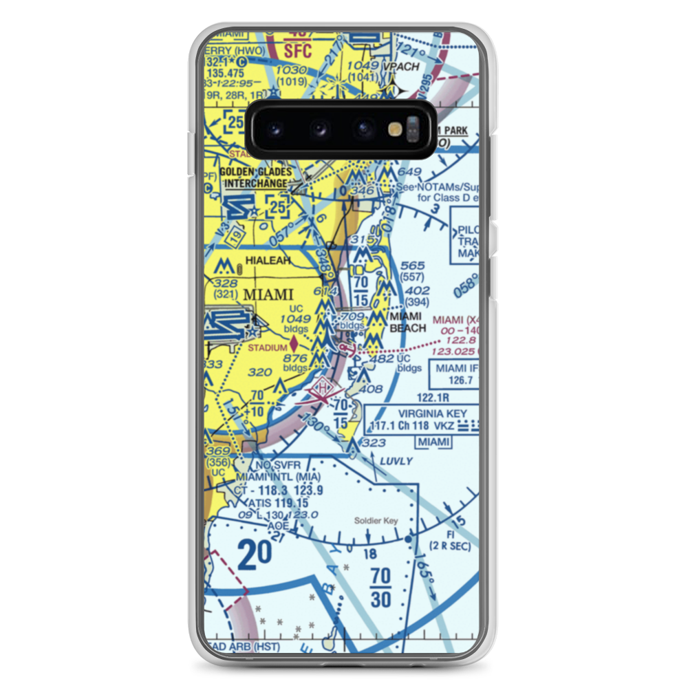 Miami Seaplane Base (X44) VFR Sectional Samsung Case Samsung Galaxy S10+ model shown