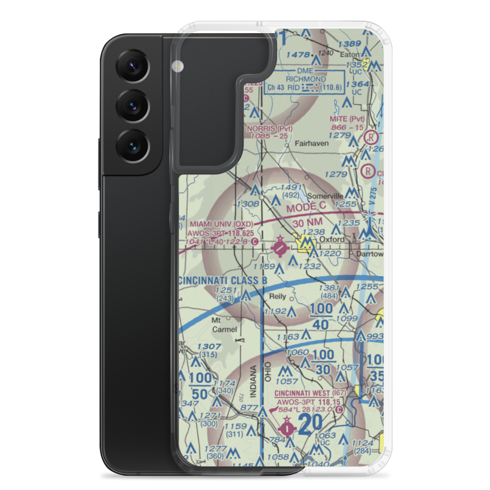 Miami University Airport (OXD) VFR Sectional Samsung Case Samsung Galaxy S22 Plus model shown