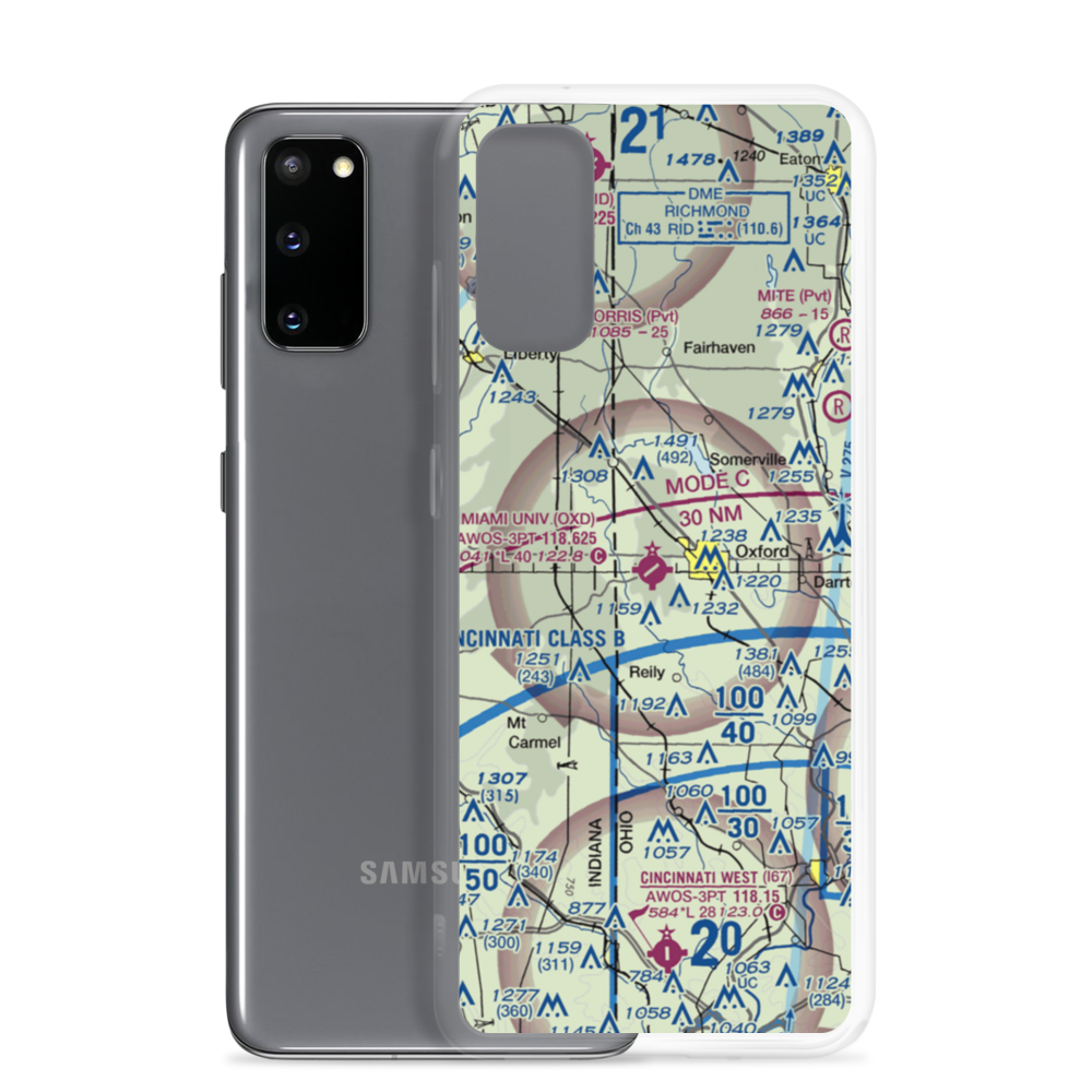 Miami University Airport (OXD) VFR Sectional Samsung Case Samsung Galaxy S20 model shown