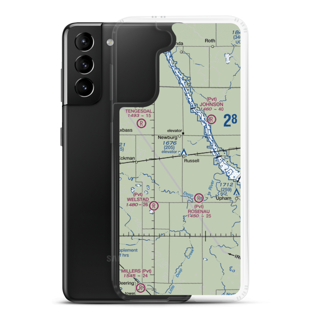 Michael Zurcher Farm Strip (94ND) VFR Sectional Samsung Case Samsung Galaxy S21 Plus model shown