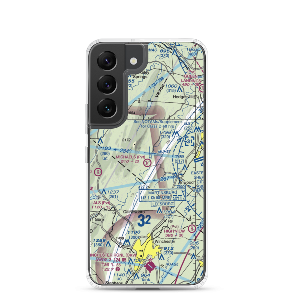 Michaels Farms Airport (WV17) VFR Sectional Samsung Case Samsung Galaxy S22 model shown