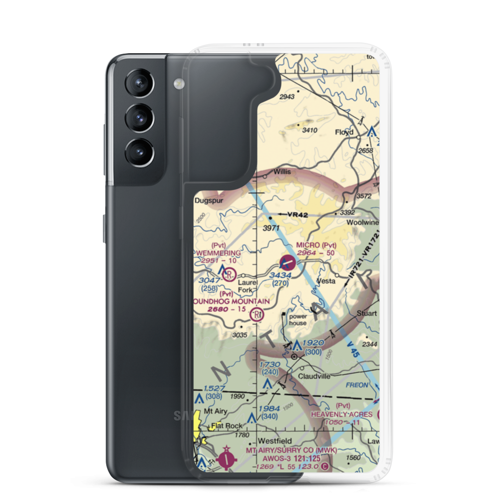 Micro Airport (1VA1) VFR Sectional Samsung Case Samsung Galaxy S21 model shown