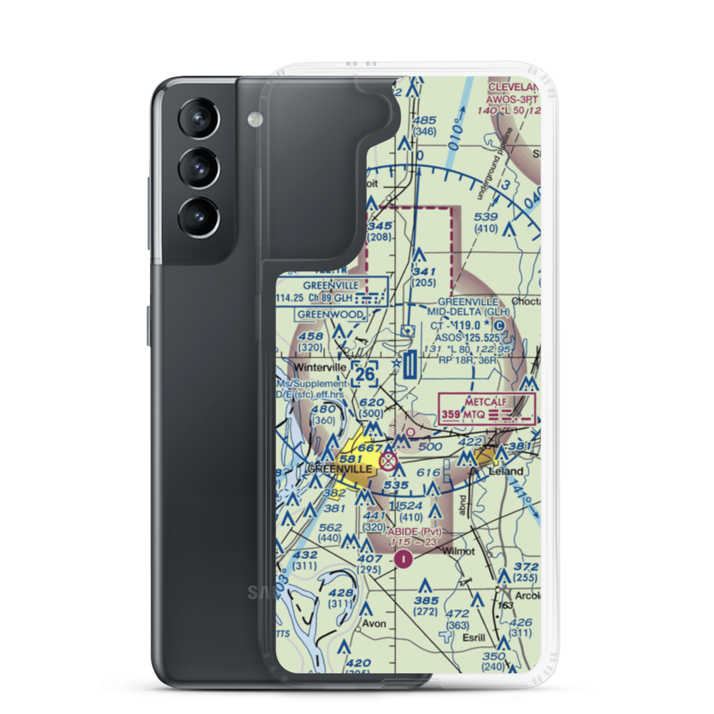 Mid Delta Regional Airport (GLH) VFR Sectional Samsung Case Samsung Galaxy S21 model shown