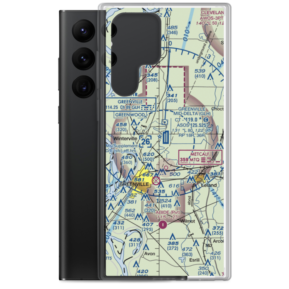 Mid Delta Regional Airport (GLH) VFR Sectional Samsung Case Samsung Galaxy S22 Ultra model shown