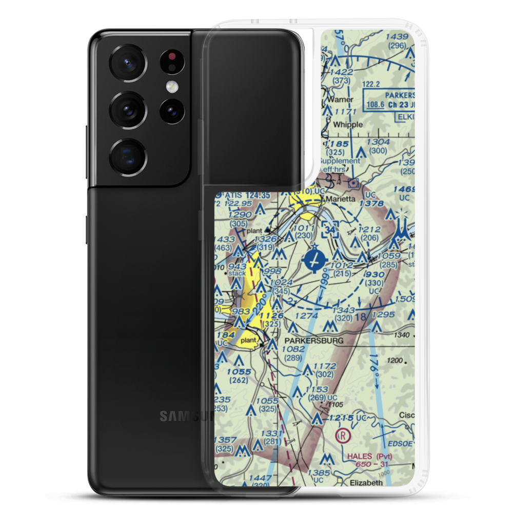 Mid Ohio Valley Regional Airport (PKB) VFR Sectional Samsung Case Samsung Galaxy S21 Ultra model shown