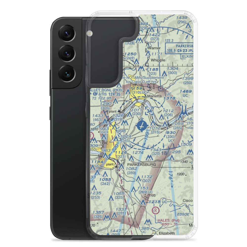 Mid Ohio Valley Regional Airport (PKB) VFR Sectional Samsung Case Samsung Galaxy S22 Plus model shown