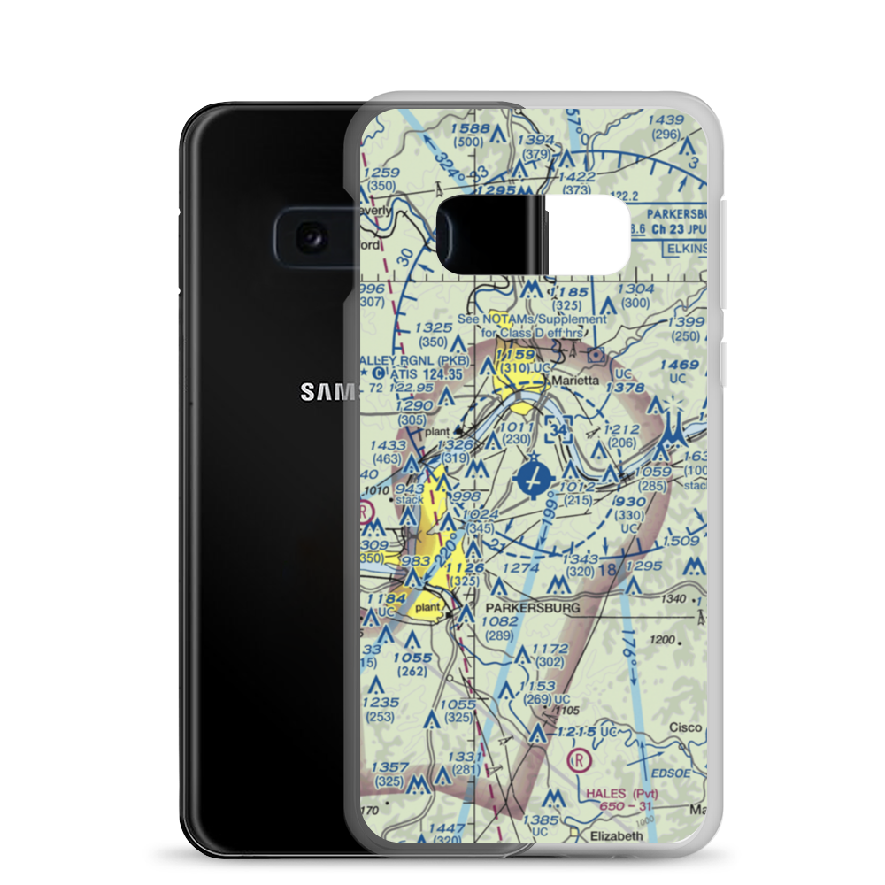 Mid Ohio Valley Regional Airport (PKB) VFR Sectional Samsung Case Samsung Galaxy S10e model shown