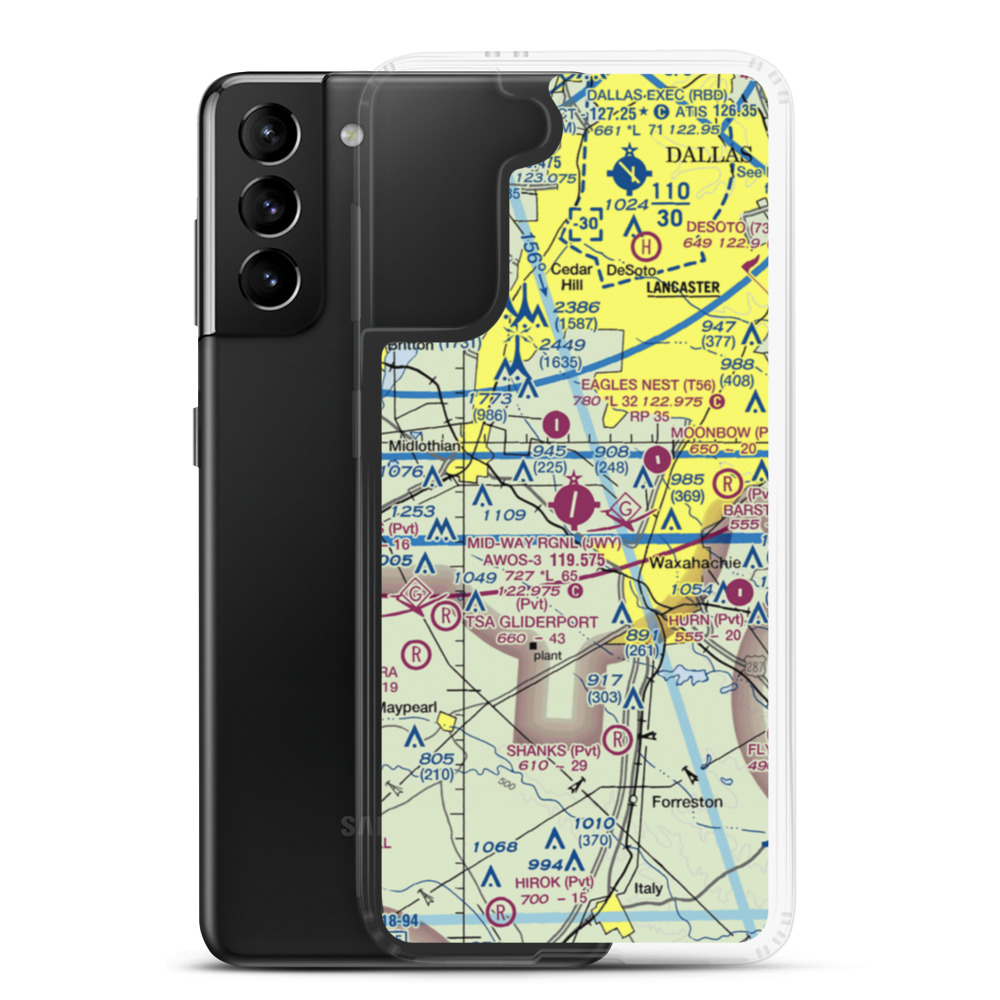 Mid Way Regional Airport (JWY) VFR Sectional Samsung Case Samsung Galaxy S21 Plus model shown