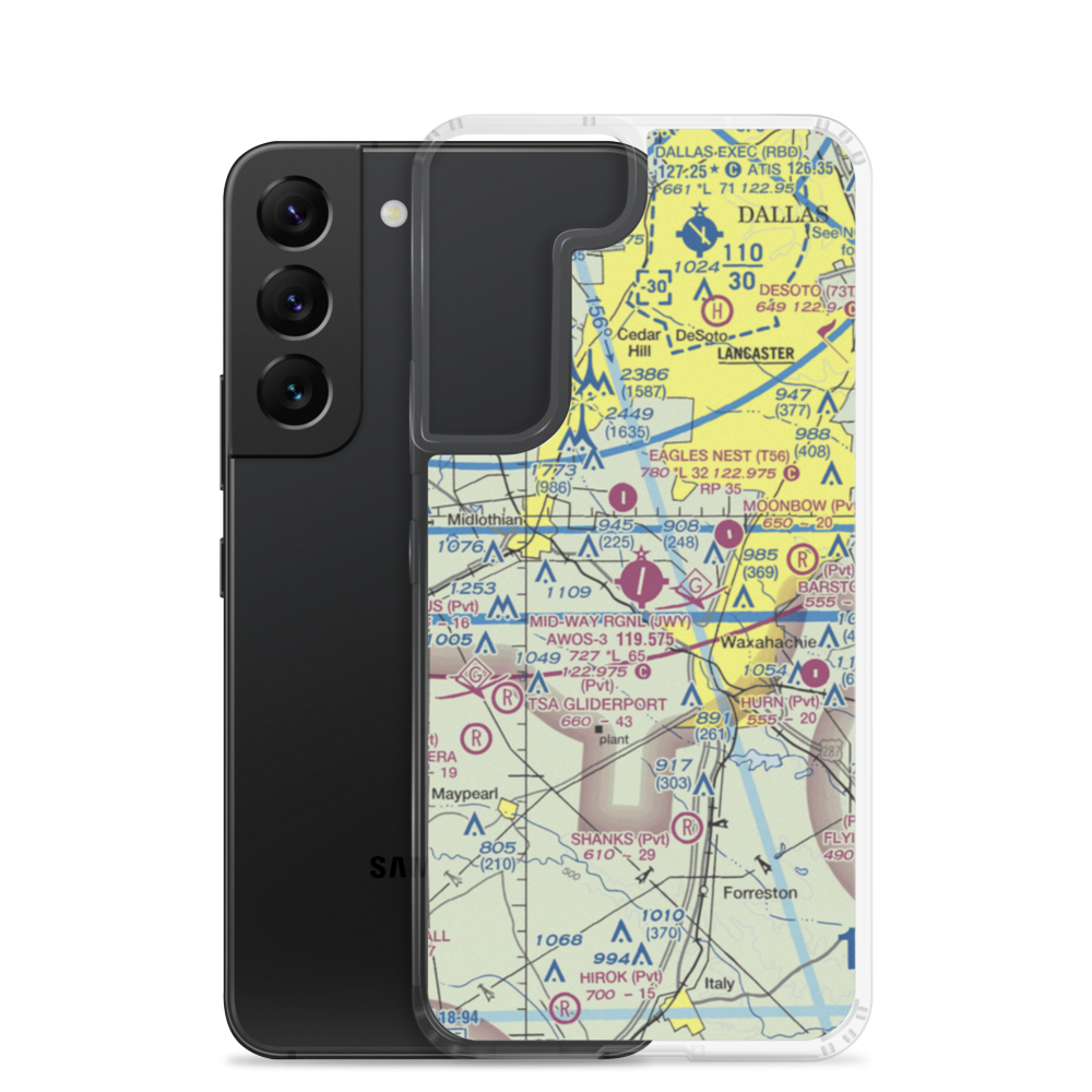 Mid Way Regional Airport (JWY) VFR Sectional Samsung Case Samsung Galaxy S22 model shown