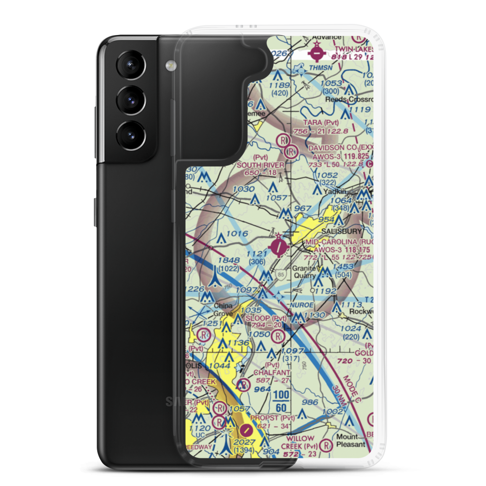Mid-Carolina Regional Airport (RUQ) VFR Sectional Samsung Case Samsung Galaxy S21 Plus model shown