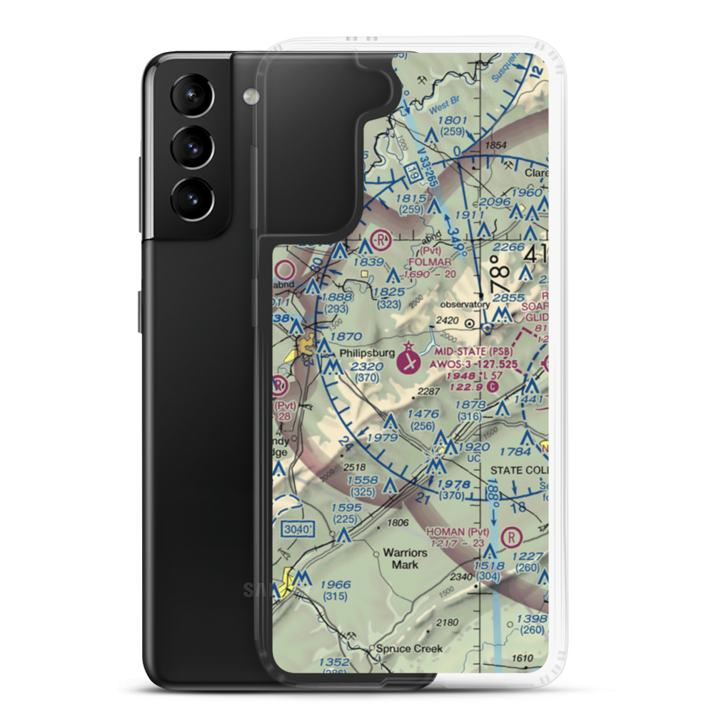 Mid-State Regional Airport (PSB) VFR Sectional Samsung Case Samsung Galaxy S21 Plus model shown