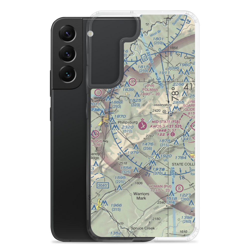 Mid-State Regional Airport (PSB) VFR Sectional Samsung Case Samsung Galaxy S22 Plus model shown