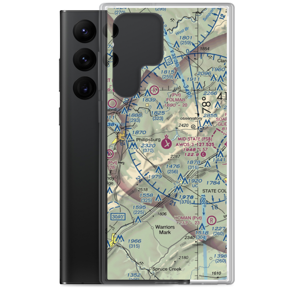 Mid-State Regional Airport (PSB) VFR Sectional Samsung Case Samsung Galaxy S22 Ultra model shown