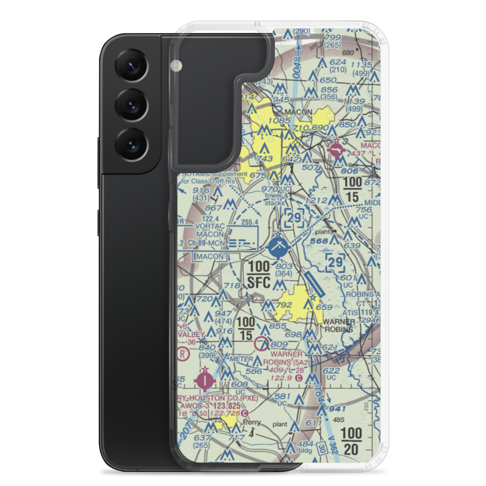 Middle Georgia Regional Airport (MCN) VFR Sectional Samsung Case Samsung Galaxy S22 Plus model shown
