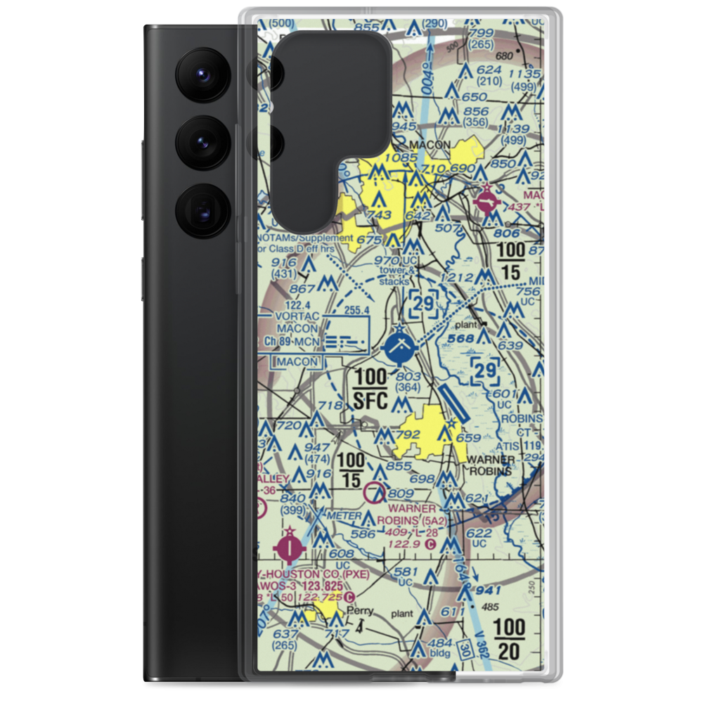 Middle Georgia Regional Airport (MCN) VFR Sectional Samsung Case Samsung Galaxy S22 Ultra model shown