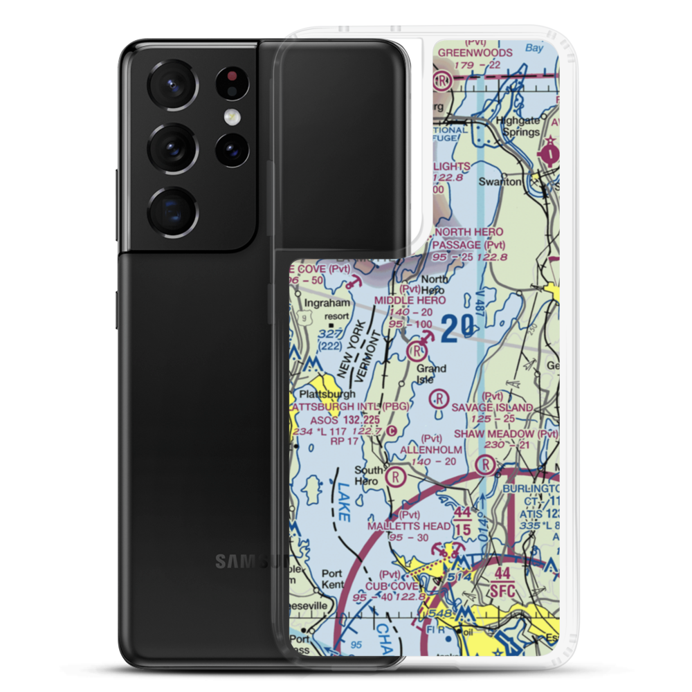 Middle Hero Seaplane Base (29VT) VFR Sectional Samsung Case Samsung Galaxy S21 Ultra model shown