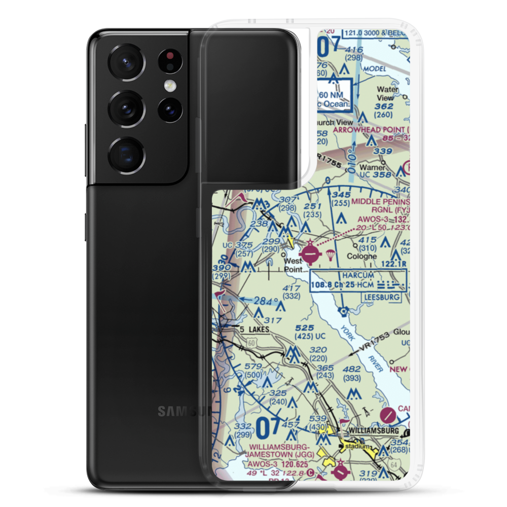 Middle Peninsula Regional Airport (FYJ) VFR Sectional Samsung Case Samsung Galaxy S21 Ultra model shown