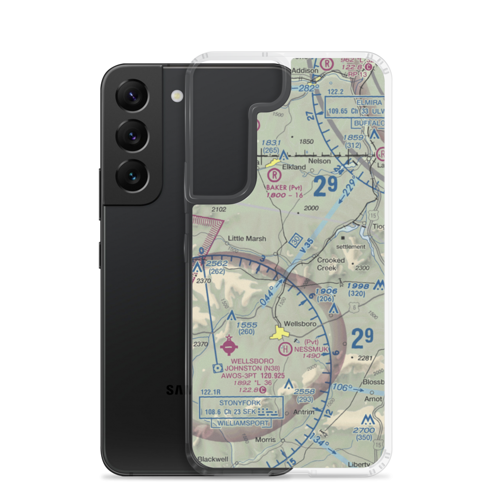 Middlebury Airport (8PS0) VFR Sectional Samsung Case Samsung Galaxy S22 model shown