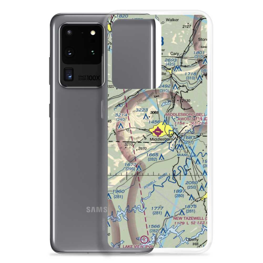 Middlesboro-Bell County Airport (1A6) VFR Sectional Samsung Case Samsung Galaxy S20 Ultra model shown