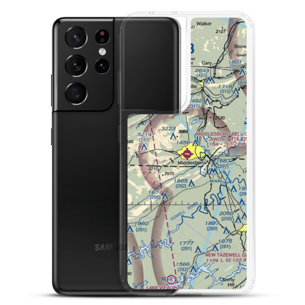 Middlesboro-Bell County Airport (1A6) VFR Sectional Samsung Case Samsung Galaxy S21 Ultra model shown
